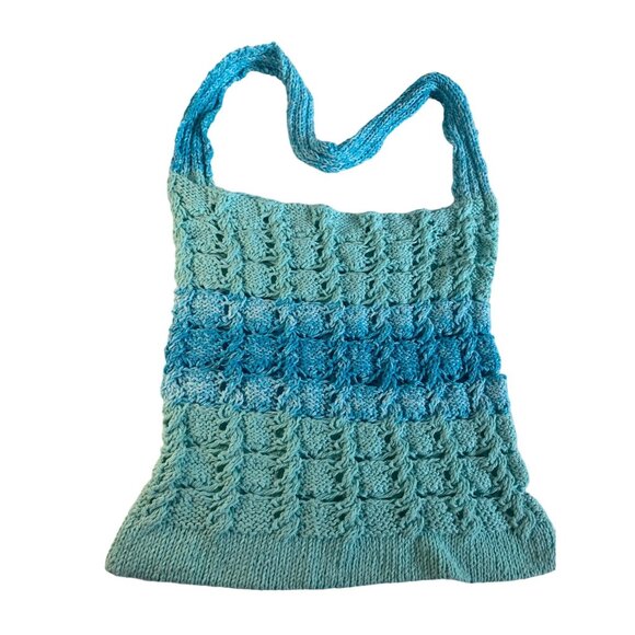 Handmade Aquamarine Hand Crocheted Handbag - Picture 1 of 10